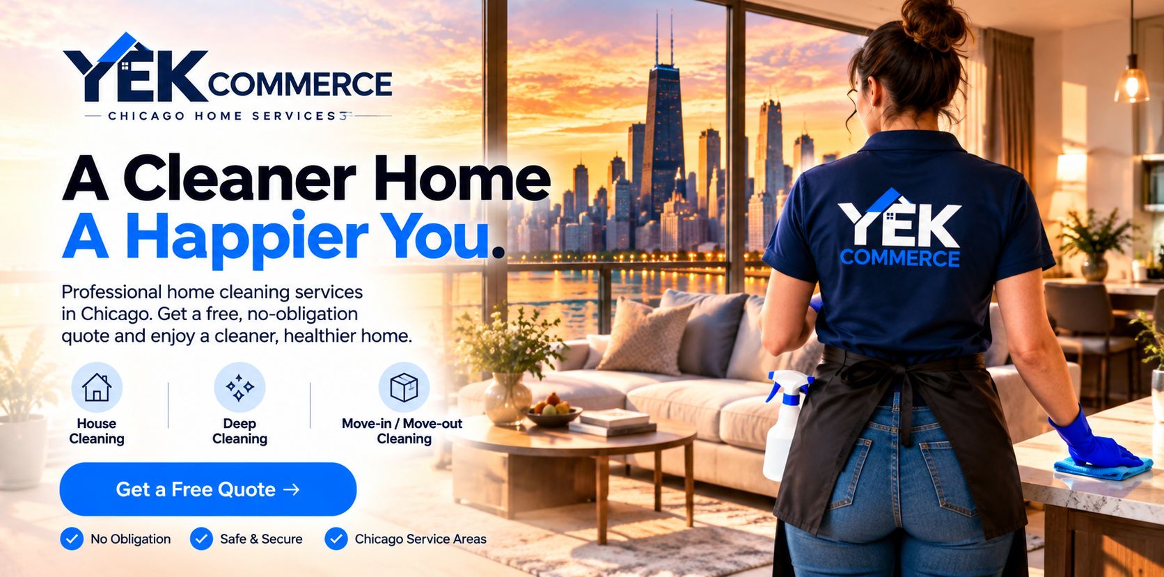 YEK COMMERCE Chicago home cleaning at sunset